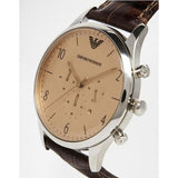 Emporio Armani Classic Chronograph Cream Dial Brown Leather Strap Watch For Men - AR1878 Buy Now By Emporio Armani