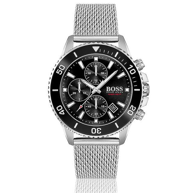 Hugo Boss Admiral Black Dial Silver Mesh Bracelet Watch for Men - 1513904 Buy Now By Hugo Boss