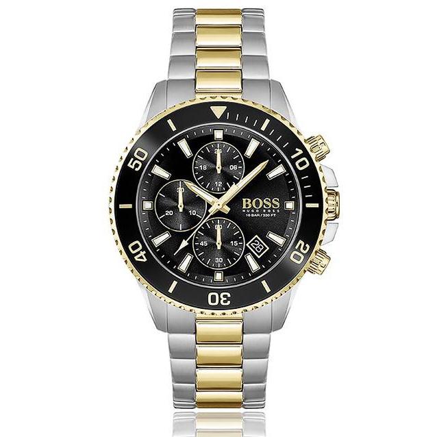 Hugo Boss Admiral Black Dial Two Tone Steel Strap Watch for Men - 1513908 Buy Now By Hugo Boss