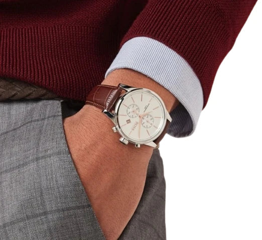 Hugo Boss Jet Chronograph Quartz Silver Dial Brown Leather Strap Watch For Men - HB1513280 Buy Now By Hugo Boss