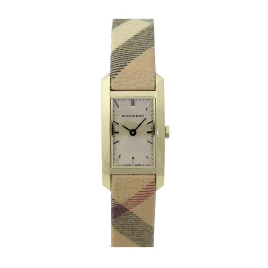 Burberry Pioneer Gold Dial Haymarket Beige Leather Strap Watch for Women - BU9509 Buy Now By Burberry