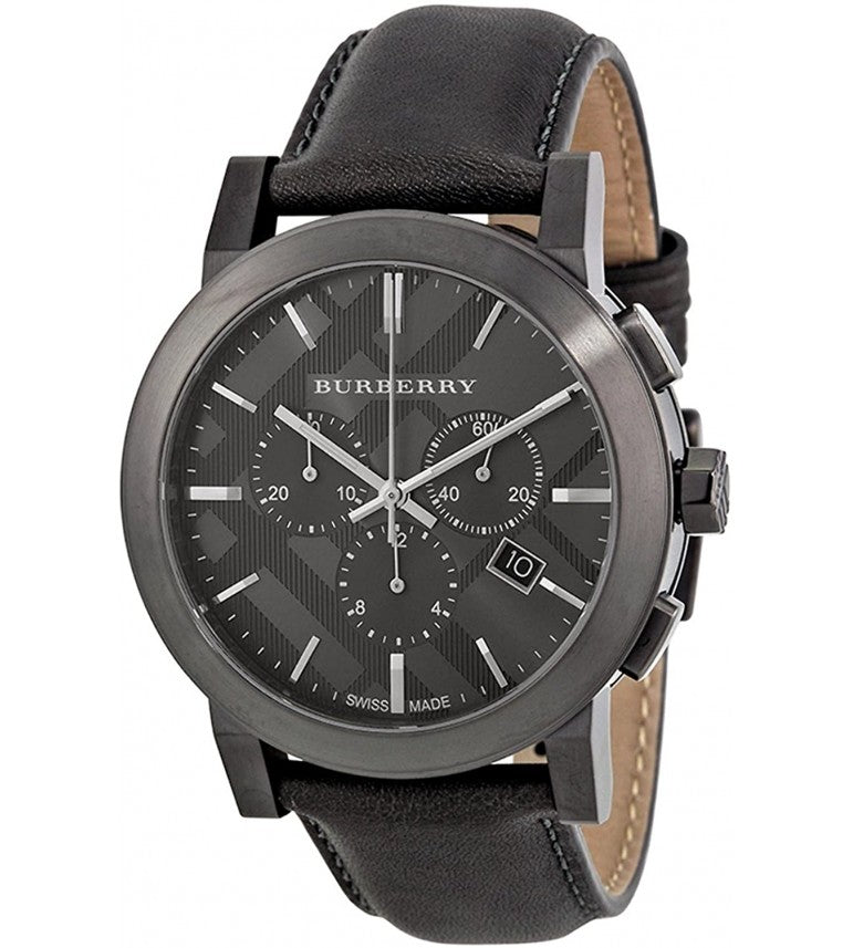 Burberry The City Black Dial Black Leather Strap Watch for Men - BU9364 Buy Now By Burberry