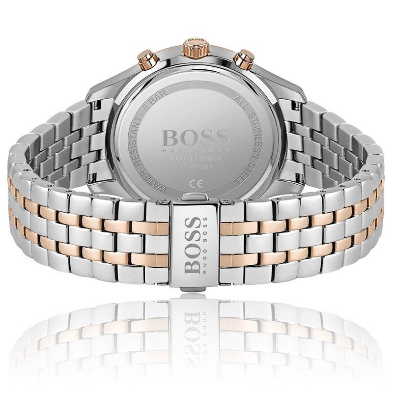 Hugo Boss Associate Chronograph Black Dial Two Tone Steel Strap Watch for Men - 1513840 Buy Now By Hugo Boss