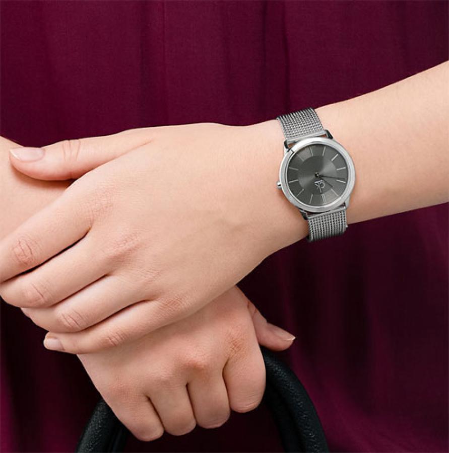 Calvin Klein Minimal Grey Dial Silver Mesh Bracelet Watch for Men - K3M22124 Buy Now By Calvin Klein