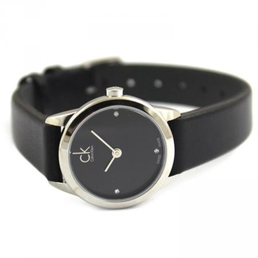 Calvin Klein Minimal Black Dial Black Leather Strap Watch for Women - K3M231CS Buy Now By Calvin Klein