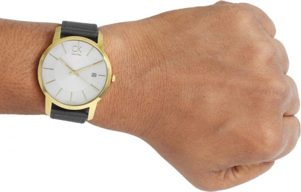 Calvin Klein City Mother of Pearl White Dial Black Leather Strap Watch for Men - K2G2G5C6 Buy Now By Calvin Klein