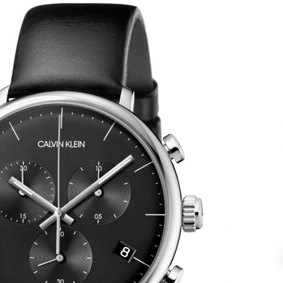 Calvin Klein High Noon Chronograph Black Dial Black Leather Strap Watch for Men - K8M271C1 Buy Now By Calvin Klein