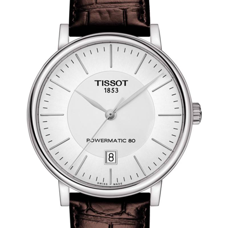 Tissot T-Classic Powermatic 80 Silver Dial Brown Leather Strap Watch For Men - T122.407.16.031.00 Buy Now By Tissot