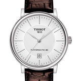 Tissot T-Classic Powermatic 80 Silver Dial Brown Leather Strap Watch For Men - T122.407.16.031.00 Buy Now By Tissot