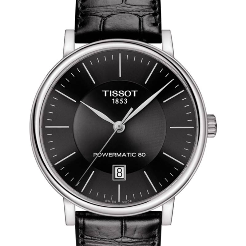 Tissot Carson Premium Powermatic 80 Black Dial Black Leather Strap Watch For Men - T122.407.16.051.00 Buy Now By Tissot