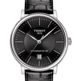 Tissot Carson Premium Powermatic 80 Black Dial Black Leather Strap Watch For Men - T122.407.16.051.00 Buy Now By Tissot
