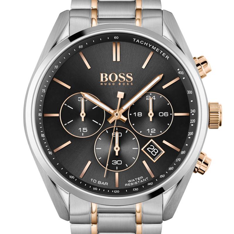 Hugo Boss Champion Chronograph Black Dial Two Tone Steel Strap Watch for Men - 1513819 Buy Now By Hugo Boss