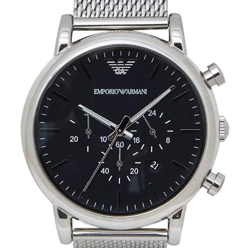 Emporio Armani Classic Chronograph Black Dial Silver Mesh Bracelet Watch For Men - AR1808 Buy Now By Emporio Armani