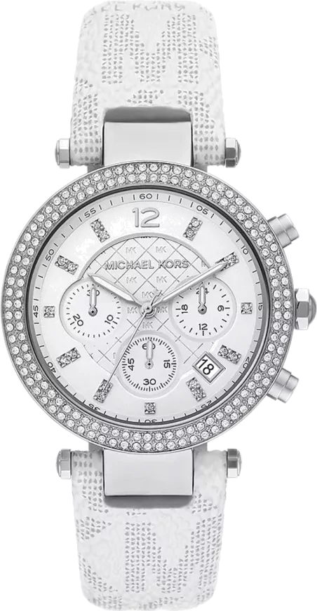 Michael Kors Parker Chronograph White Dial White Leather Strap Watch For Women - MK7226 Buy Now By Michael Kors