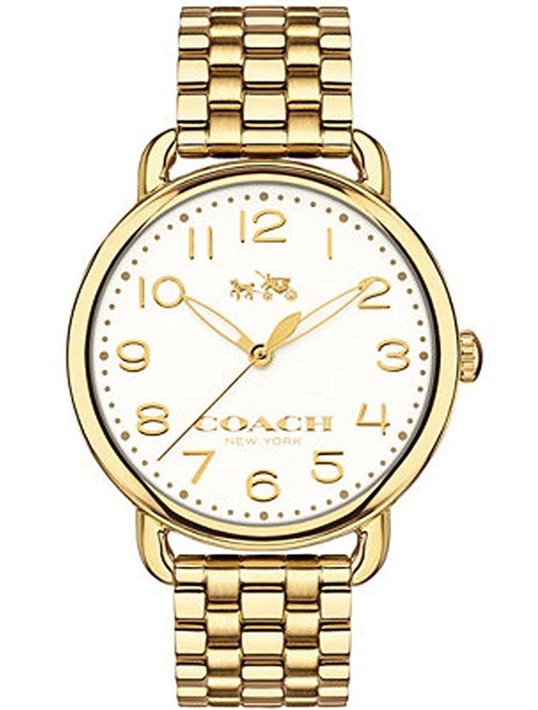 Coach Delancey Classic White Dial Gold Steel Strap Watch for Women - 14502261 Buy Now By Coach