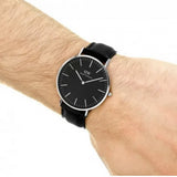 Daniel Wellington Classic Sheffield Black Dial Black Leather Strap Watch For Men - DW00100133