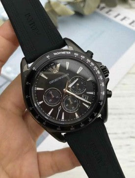 Emporio Armani Giovanni Chronograph Black Dial Black Rubber Strap Watch For Men - AR11028 Buy Now By Emporio Armani