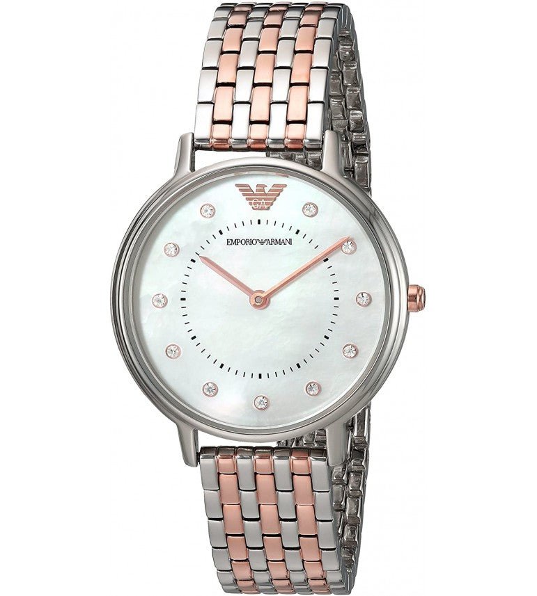 Emporio Armani Gianni T Bar Mother of Pearl Dial Two Tone Steel Strap Watch For Women - AR2508 Buy Now By Emporio Armani