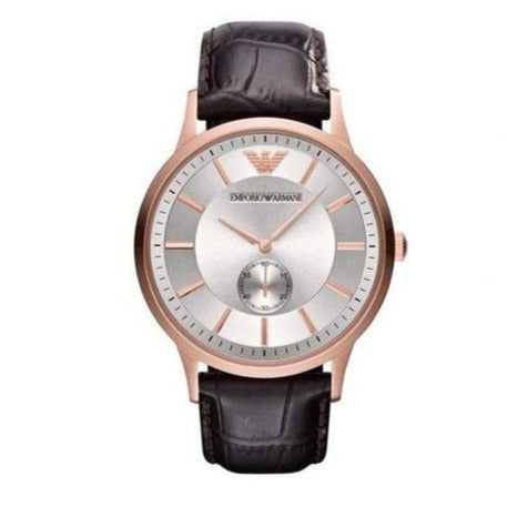 Emporio Armani Classic Analog Silver Dial Brown Leather Strap Watch For Men - AR9101 Buy Now By Emporio Armani