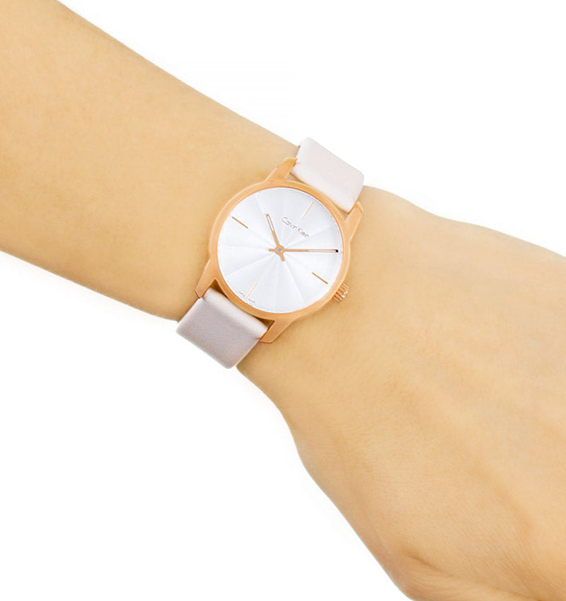 Calvin Klein City Silver Dial White Leather Strap Watch for Women - K2G236X6 Buy Now By Calvin Klein
