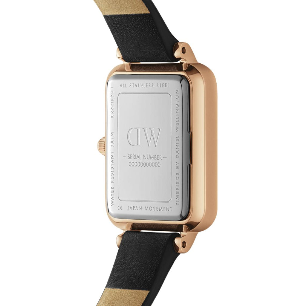 Daniel Wellington Quadro White Dial Black Leather Strap Watch For Women - DW00100434 Buy Now By Daniel Wellington