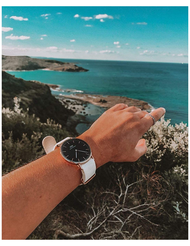 Daniel Wellington Classic Dover Black Dial White Nylon Strap Watch For Women - DW00100310 Buy Now By Daniel Wellington