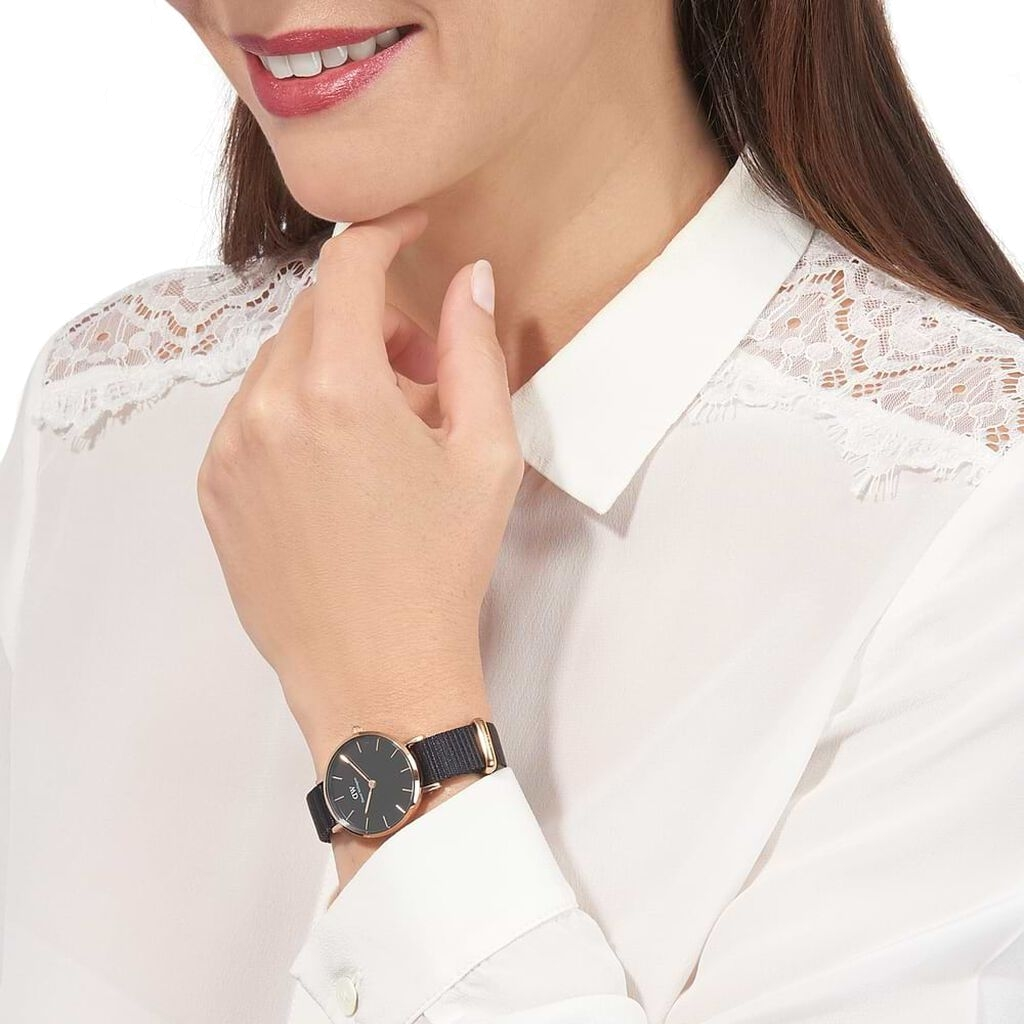 Daniel Wellington Petite Cornwall Black Dial Black Nylon Strap Watch for Women - DW00100247 Buy Now By Daniel Wellington