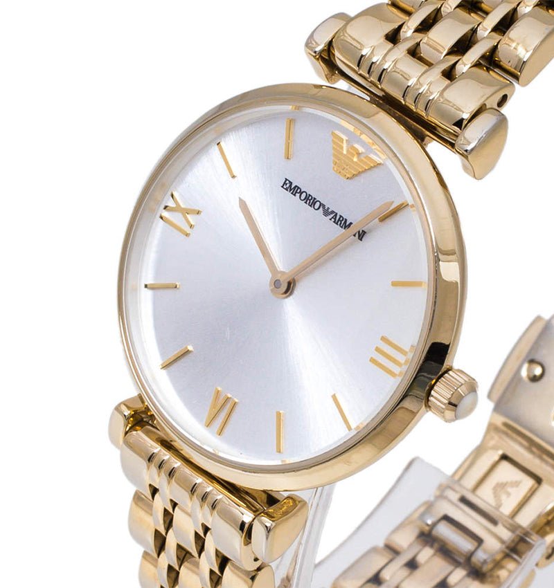 Emporio Armani Gianni T Bar Silver Dial Gold Stainless Steel Strap Watch For Women - AR1877 Buy Now By Emporio Armani
