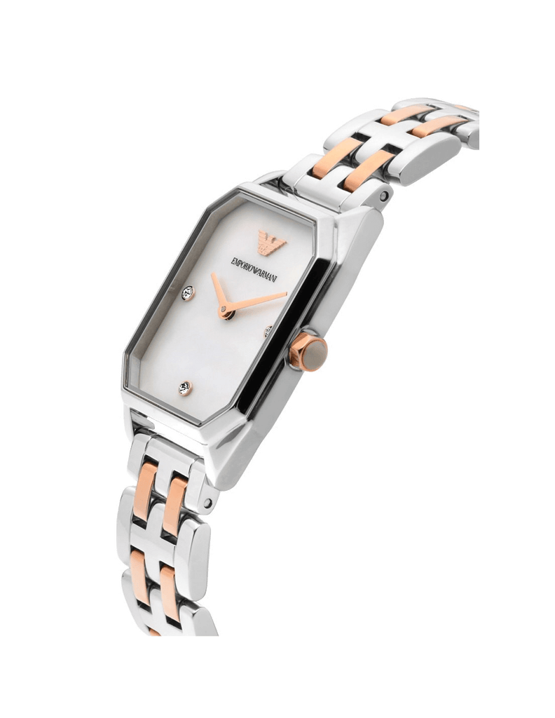 Emporio Armani Gianni T Bar Mother of Pearl Dial Two Tone Steel Strap Watch For Women - AR11146 Buy Now By Emporio Armani