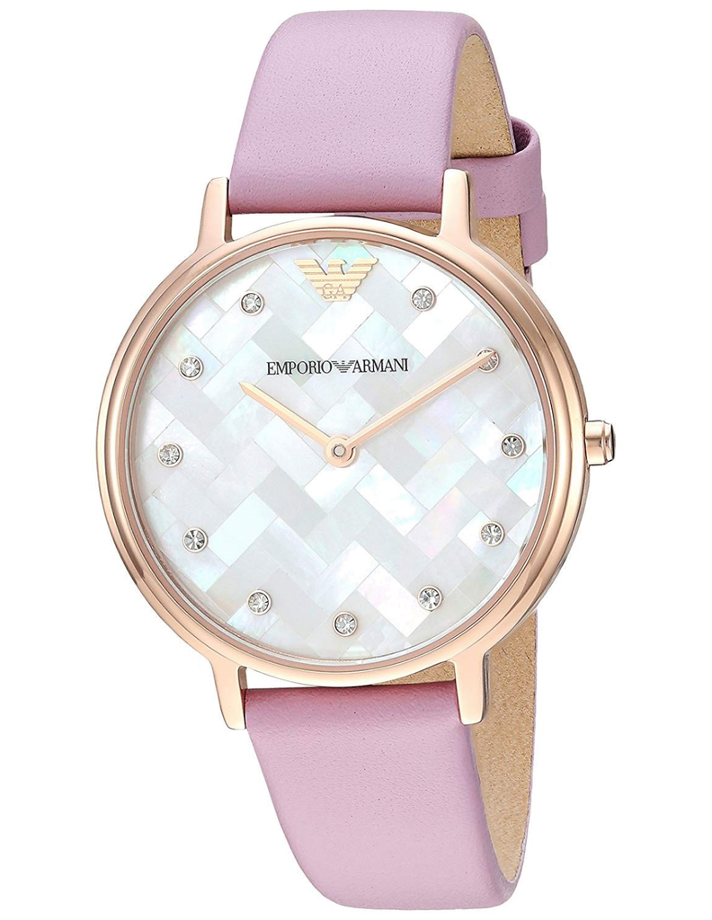 Emporio Armani Kappa Mother Of Pearl White Dial Pink Leather Strap Watch For Women - AR11130 Buy Now By Emporio Armani