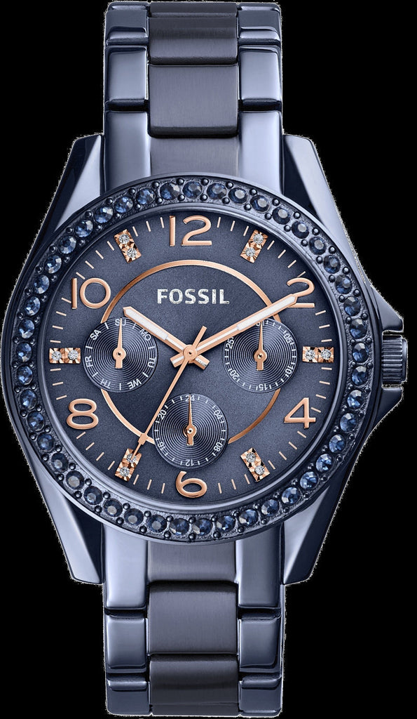 Fossil Riley Quartz Blue Dial Blue Steel Strap Watch for Women - ES4294 Buy Now By Fossil