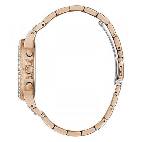 Guess Glitz Multi Function Diamonds Pink Dial Rose Gold Steel Strap Watch for Women - GW0320L6 Buy Now By Guess