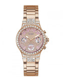 Guess Glitz Multi Function Diamonds Pink Dial Rose Gold Steel Strap Watch for Women - GW0320L6 Buy Now By Guess