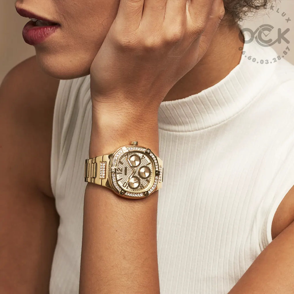 Guess Duchess Quartz Gold Dial Gold Steel Strap Watch For Women - GW0558L2 Buy Now By Guess