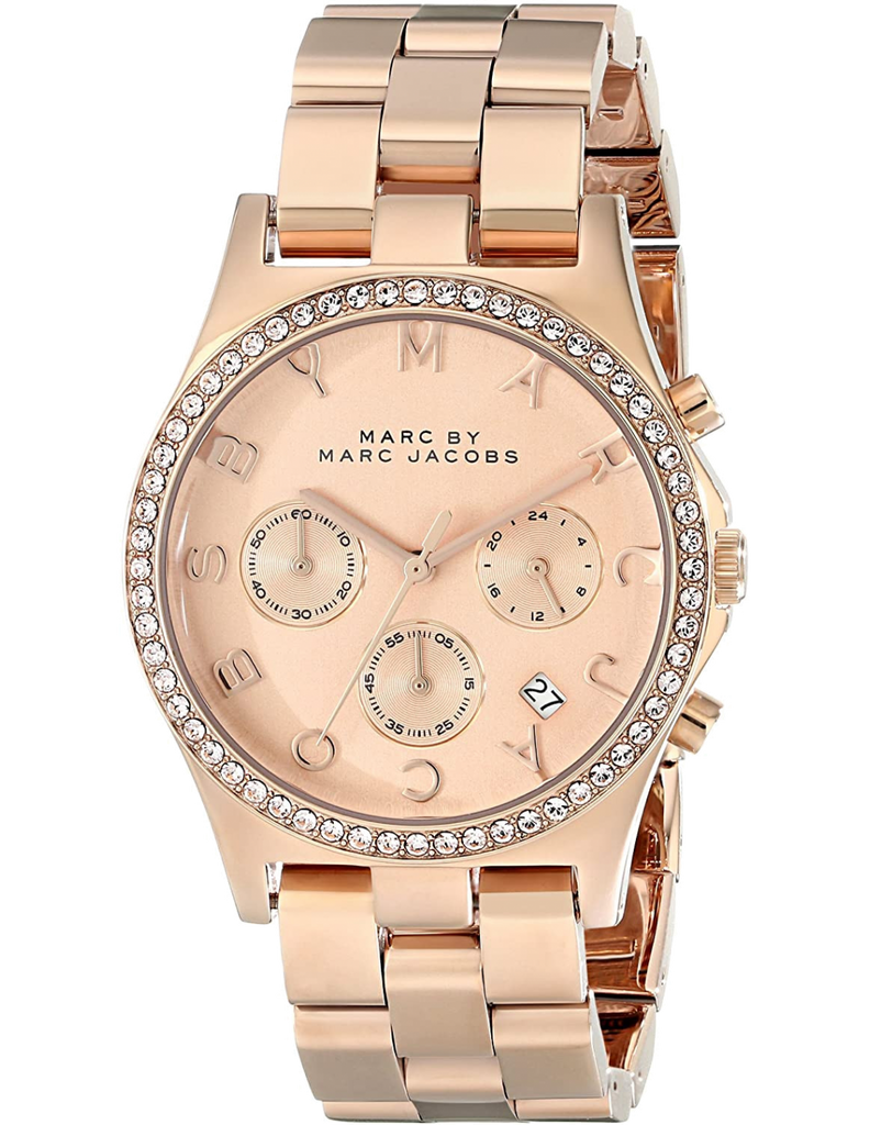 Marc Jacobs Henry Chronograph Rose Gold Dial Rose Gold Steel Strap Watch for Women - MBM3118 Buy Now By Marc Jacobs