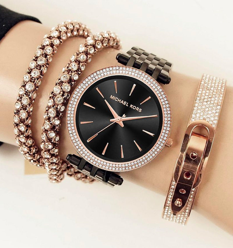 Michael Kors Darci Black Dial Black Steel Strap Watch for Women - MK3407 Buy Now By Michael Kors