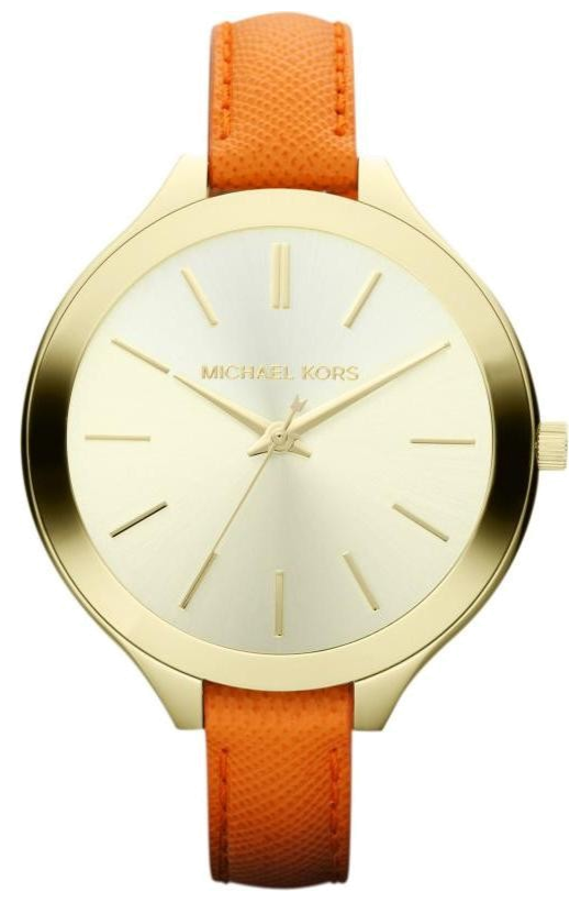 Michael Kors Runway Quartz Gold Dial Orange Leather Strap Watch For Women - MK2275 Buy Now By Michael Kors