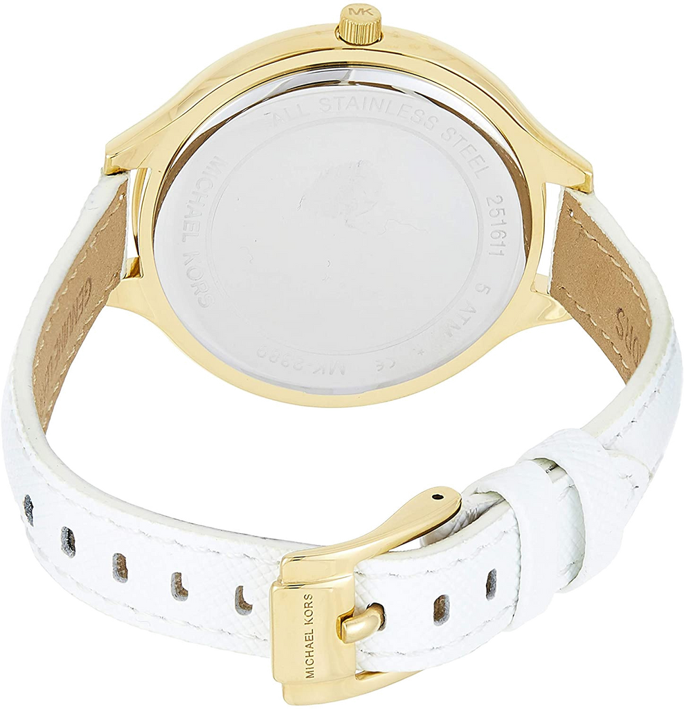 Michael Kors Slim Runway Quartz Gold Dial White Leather Strap Watch For Women - MK2389 Buy Now By Michael Kors