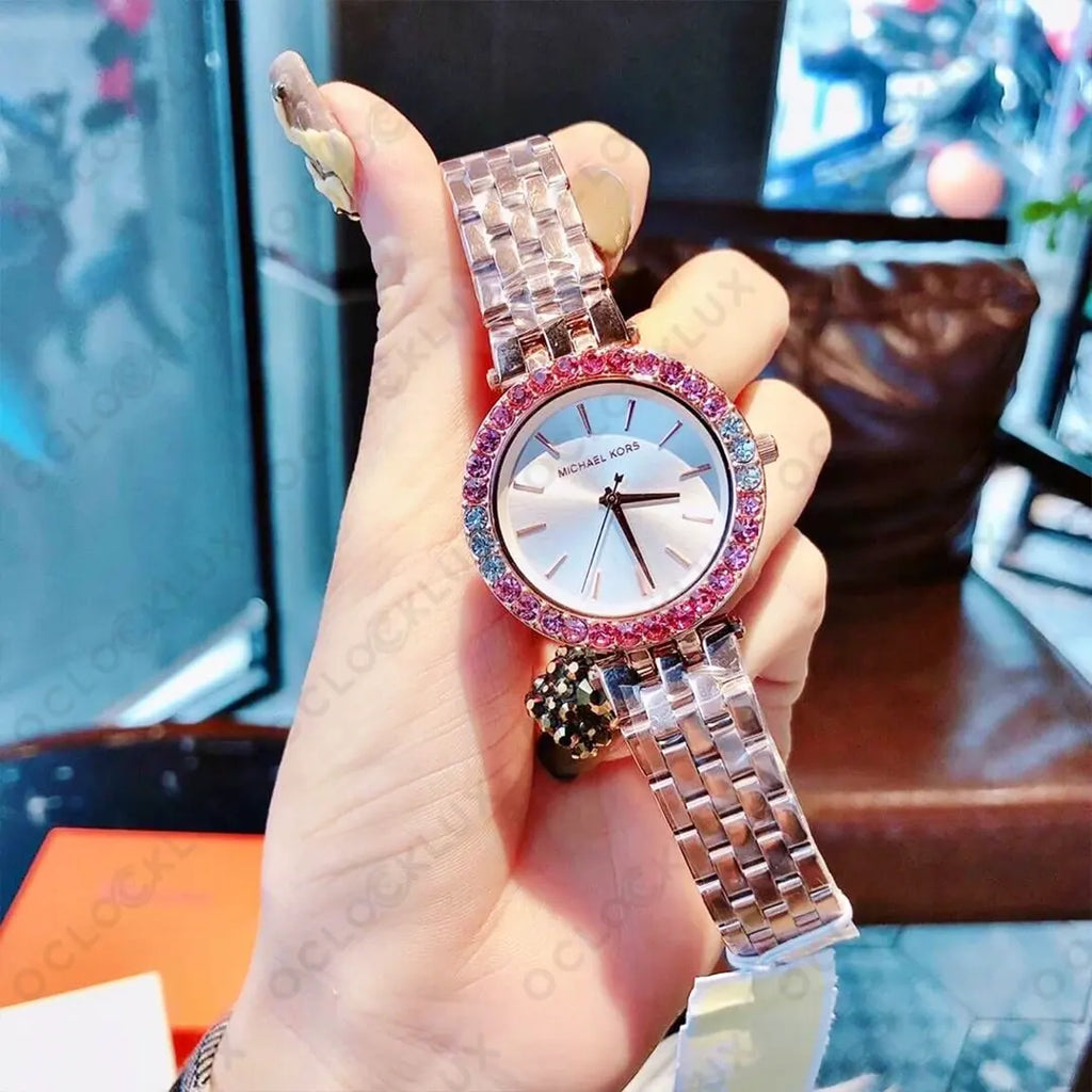 Michael Kors Darci Pave Silver Dial Rose Gold Steel Strap Watch For Women - MK4517 Buy Now By Michael Kors