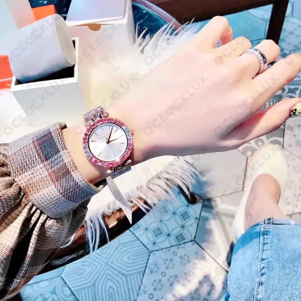 Michael Kors Darci Pave Silver Dial Rose Gold Steel Strap Watch For Women - MK4517 Buy Now By Michael Kors