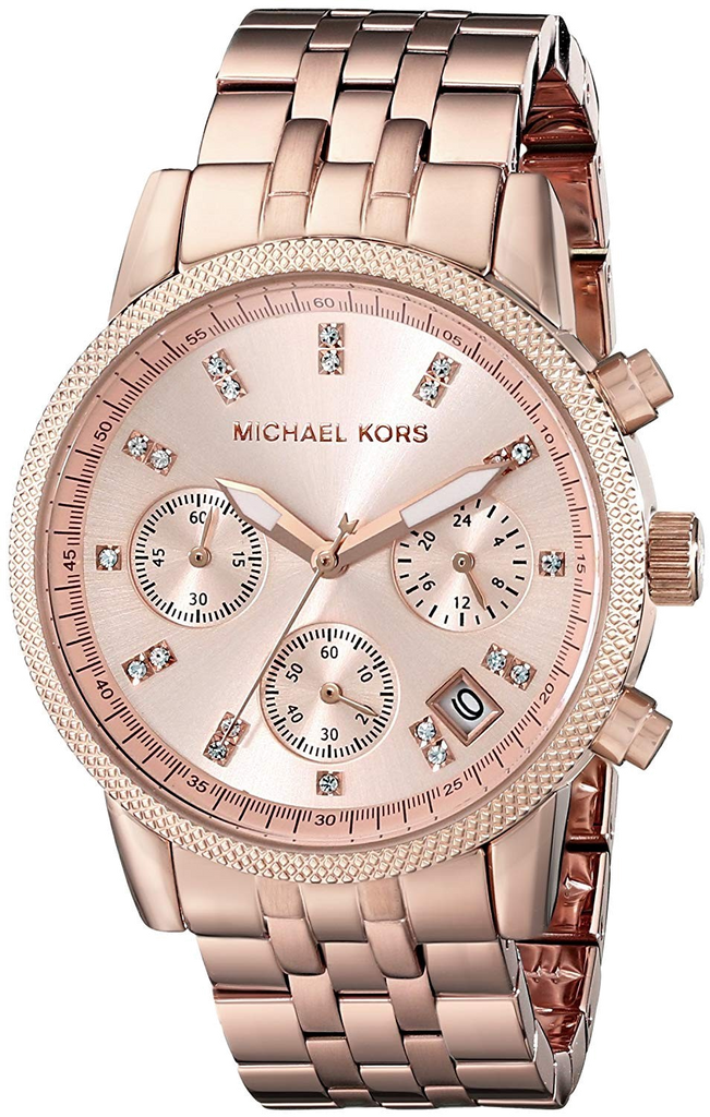 Michael Kors Ritz Chronograph Rose Gold Dial Rose Gold Steel Strap Watch for Women - MK6077 Buy Now By Michael Kors