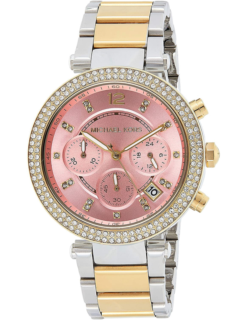 Michael Kors Parker Pink Dial Two Tone Steel Strap Watch for Women - MK6140 Buy Now By Michael Kors