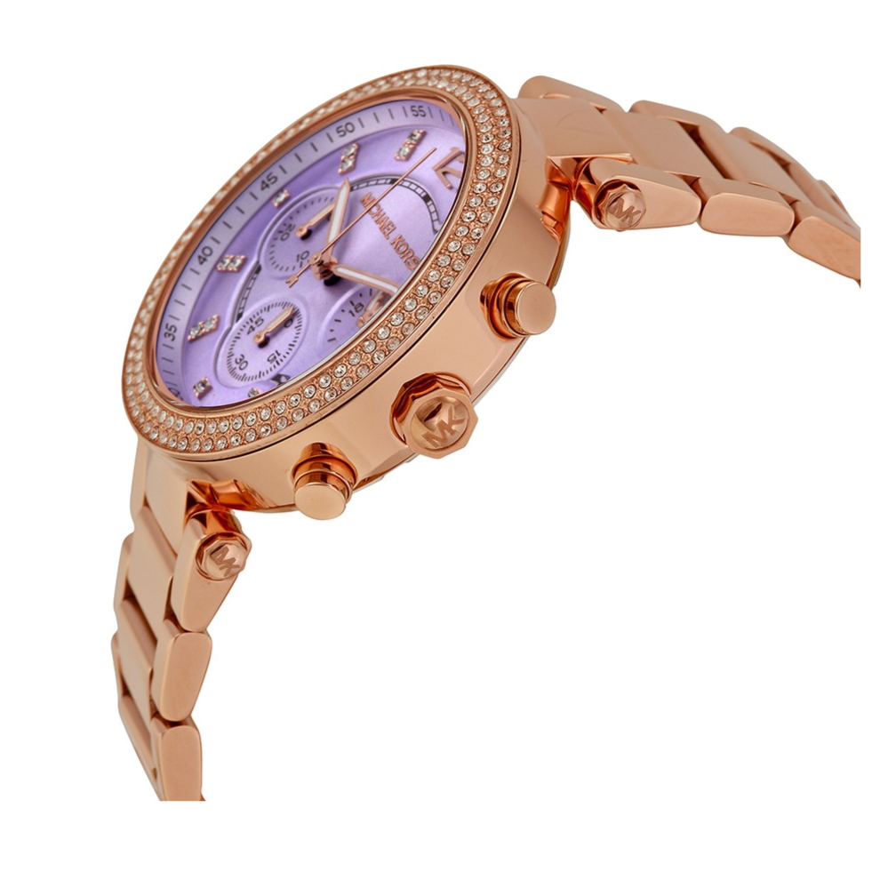 Michael Kors Parker Purple Dial Rose Gold Steel Strap Watch for Women - MK6169 Buy Now By Michael Kors
