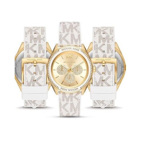 Michael Kors Jessa Multifunction Gold Dial White Leather Strap Watch For Women - MK7204 Buy Now By Michael Kors