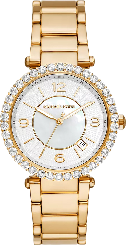 Michael Kors Parker Mother of Pearl White Dial Gold Steel Strap Watch For Women - MK4693 Buy Now By Michael Kors