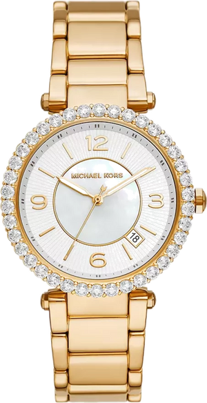 Michael Kors Parker Mother of Pearl White Dial Gold Steel Strap Watch For Women - MK4693 Buy Now By Michael Kors