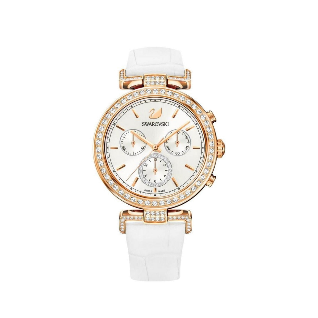 Swarovski Era Journey Silver Dial White Leather Strap Watch for Women - 5295369 Buy Now By Swarovski
