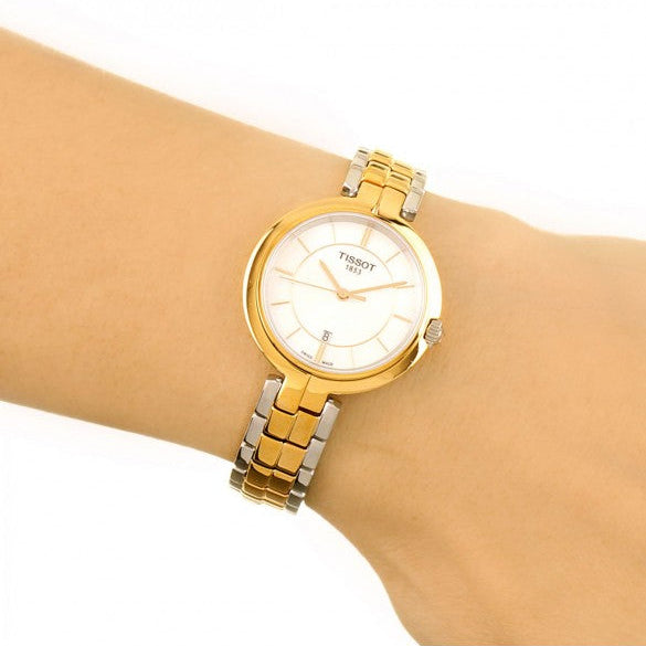 Tissot Flamingo Mother of Pearl White Dial Two Tone Steel Strap Watch For Women - T094.210.22.111.01 Buy Now By Tissot