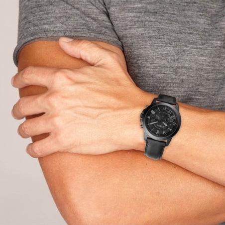 Fossil Grant Chronograph Black Dial Black Leather Strap Watch for Men - FS5132 Buy Now By Fossil