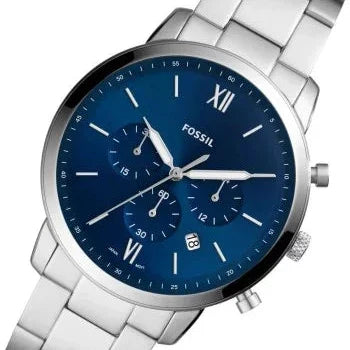 Fossil Neutra Chronograph Blue Dial Silver Steel Strap Watch for Men - FS5792 Buy Now By Fossil
